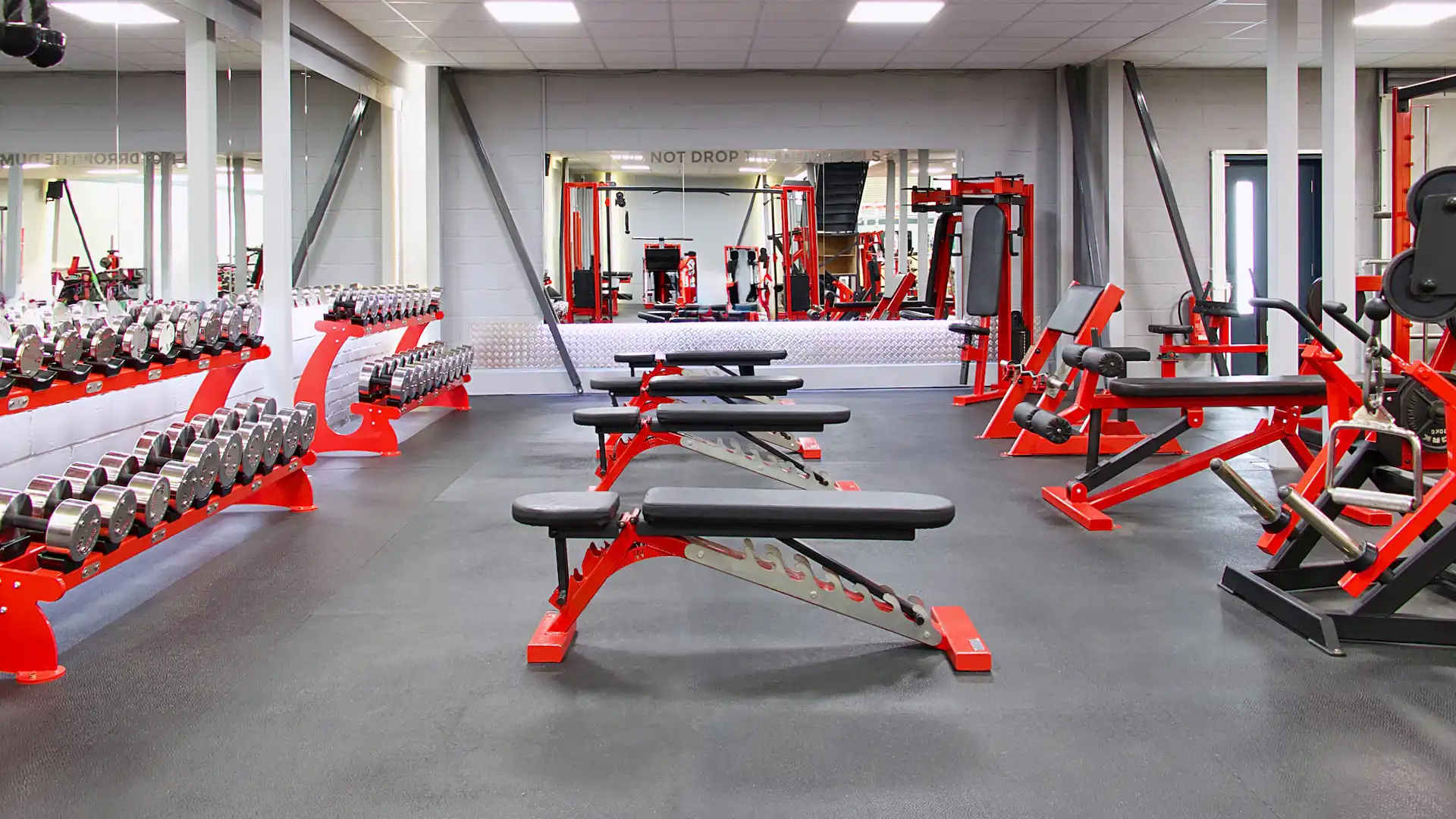 Free weights dumbbell area at RP Fitness Cambridge