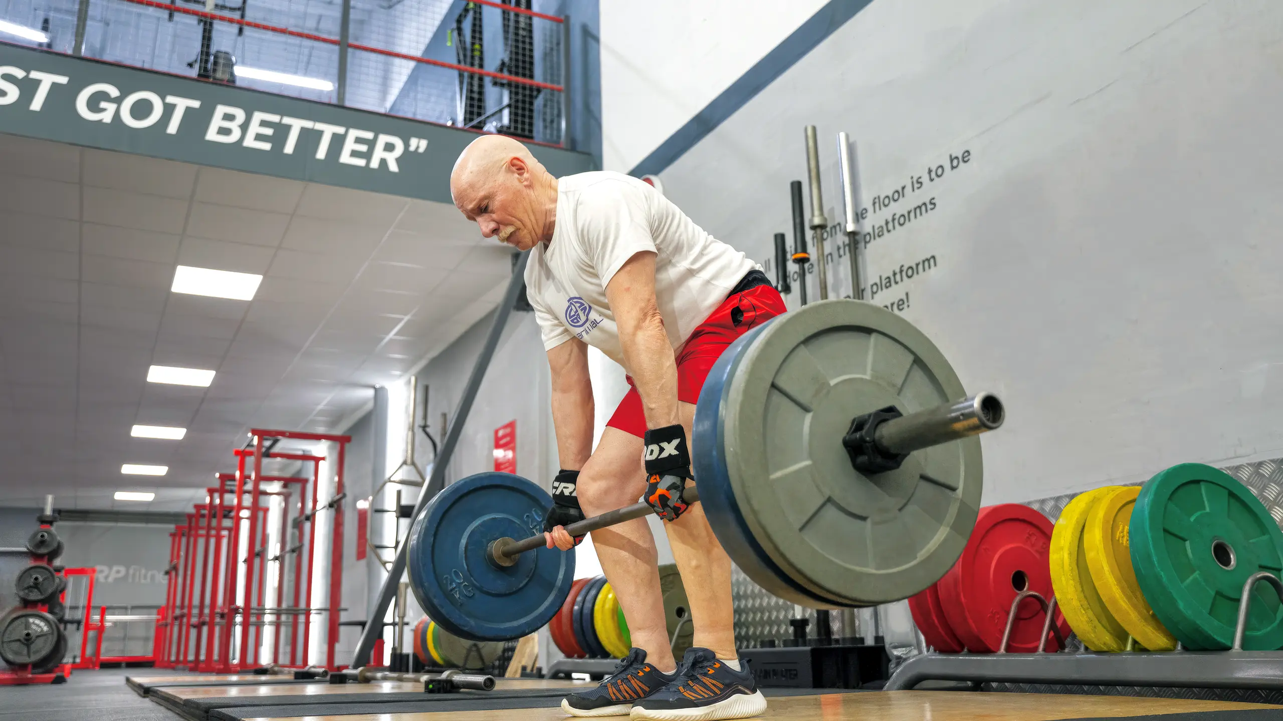 A member deadlifting on one of the lifting platforms at RP Fitness Cambridge
